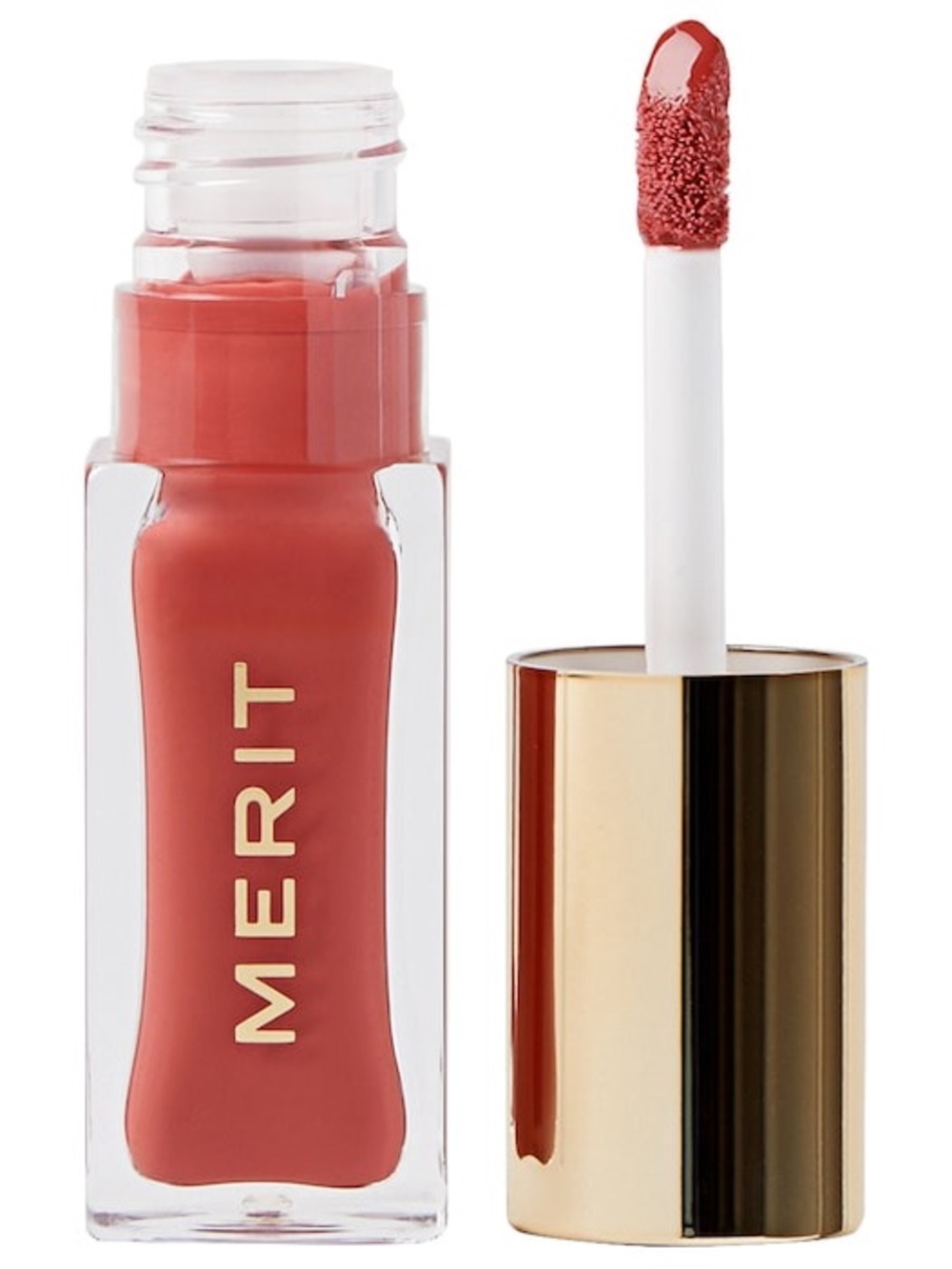 Merit Shade Slick Tinted Lip Oil in Pink Beet Cool Pink High Shine Finish